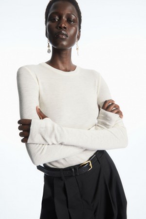 Dámské Svetry COS Crew-Neck Merino Vlna Top Bílé | QTXY-27631