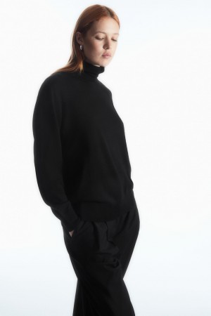 Dámské Svetry COS Merino Vlna Roll-Neck Černé | XQBT-68239
