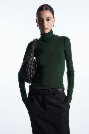 Dámské Svetry COS Merino Vlna Turtleneck Top Tmavě Zelene | PQML-70241