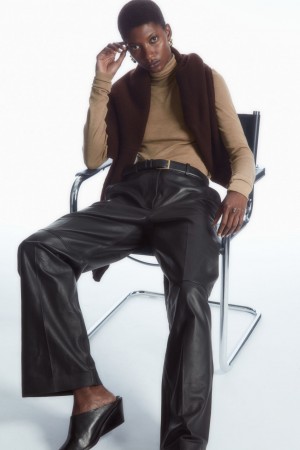Dámské Svetry COS Merino Vlna Turtleneck Top Tmavě Béžový | MUPT-93852