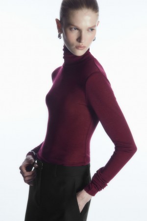 Dámské Svetry COS Merino Vlna Turtleneck Top Vínové | GFRS-17923