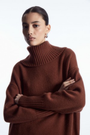 Dámské Svetry COS Oversized Pure Cashmere Roll-Neck Červené | KQFH-81596