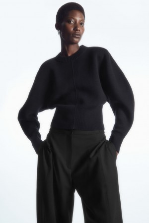 Dámské Svetry COS Power-Shoulder Waisted Tmavě Blankyt | MYRV-59364