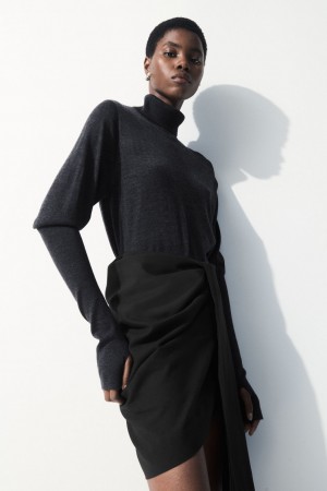Dámské Svetry COS The Vlna Roll-Neck Tmavě Šedé | TGVI-50247