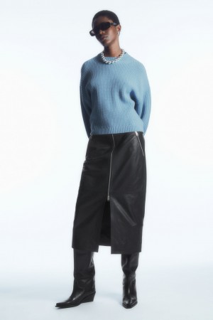 Dámské Svetry COS Žebrovaný Cashmere-Blend Světle Blankyt | WQYG-48937