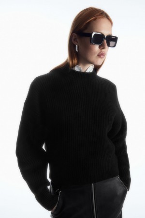 Dámské Svetry COS Žebrovaný Cashmere-Blend Černé | QSYU-47398