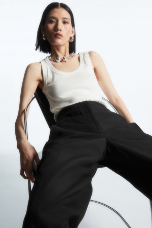 Dámské Tílko COS Scoop-Neck Žebrovaný Bílé | HSOL-87903