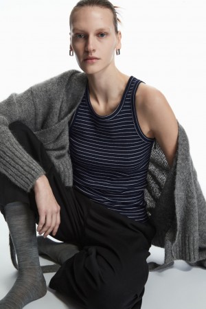 Dámské Tílko COS Žebrovaný Tmavě Blankyt | GADM-87326
