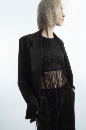 Dámské Topy COS Fringed Cape Černé | CMHW-84276
