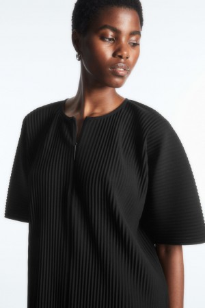 Dámské Topy COS Plisovaný Half-Zip Černé | AHMO-95814