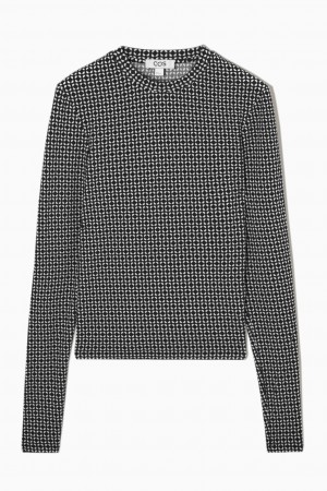 Dámské Topy COS Second-Skin Long-Sleeved Černé Bílé | MENU-91825
