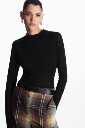 Dámské Topy COS Slim-Fit High-Neck Černé | NWVO-13097
