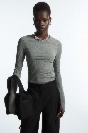 Dámské Topy COS Slim-Fit Long-Sleeve Tmavě Šedé | JNLZ-21356