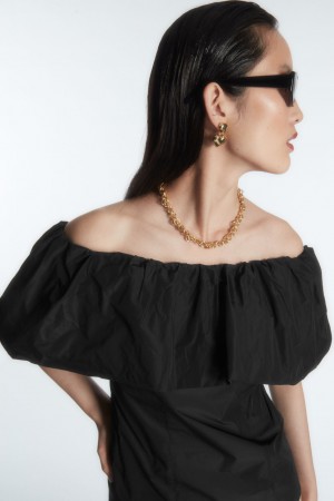 Dámské Topy COS Voluminous Off-The-Shoulder Černé | JDTA-80956