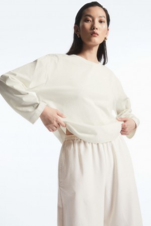 Dámské Tričko COS Boxy Long-Sleeved Bílé | IUFQ-52478