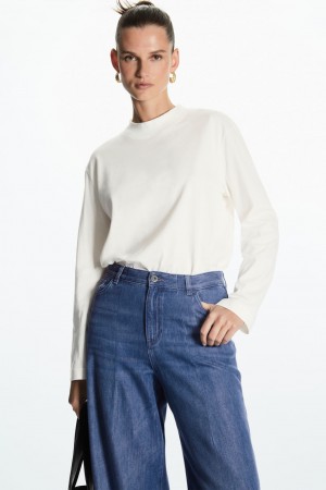 Dámské Tričko COS Long-Sleeved Mock-Neck Bílé | XECL-71250