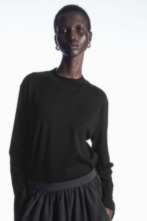 Dámské Tričko COS Long-Sleeved Mock-Neck Černé | CHAP-63471