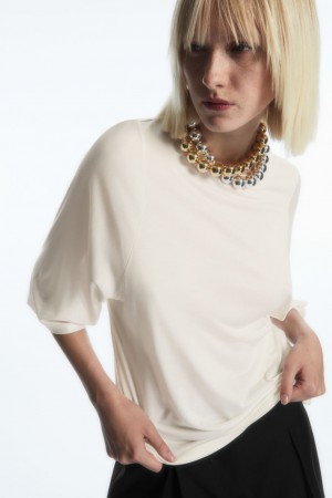 Dámské Tričko COS Pure Mulberry Silk Bílé | PNDW-28630