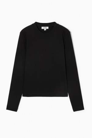 Dámské Tričko COS Regular-Fit Heavyweight Long-Sleeved Černé | YZGE-96723