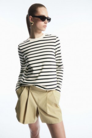 Dámské Tričko COS Regular-Fit Heavyweight Long-Sleeved Tmavě Blankyt | GRIV-83206