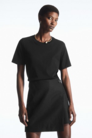 Dámské Tričko COS Regular Fit Černé | WVPD-26495
