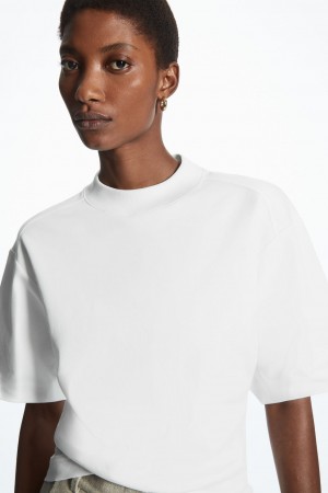 Dámské Tričko COS Waisted Mock-Neck Bílé | BHQV-29341