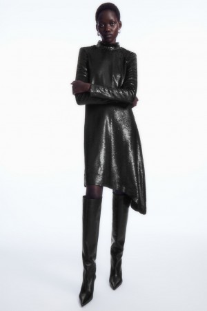 Dámské Šaty COS Asymmetric Sequined Mini Černé | CBWP-42958