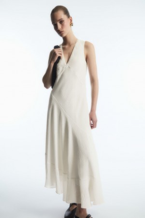 Dámské Šaty COS Floaty Asymmetric Midi Bílé | RGOX-02389