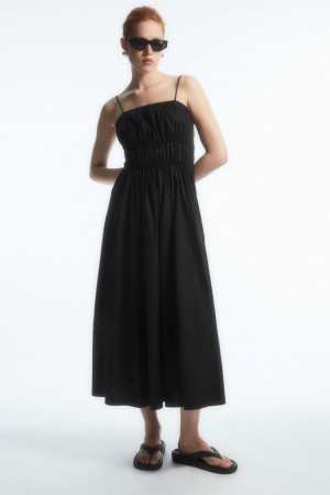 Dámské Šaty COS Gathered Bustier Midi Černé | LOWU-92716