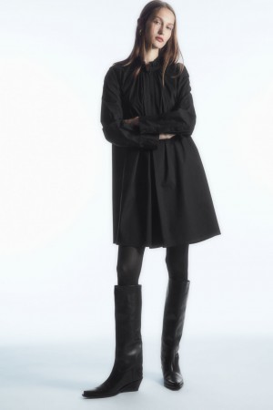 Dámské Šaty COS Ruffled-Collar Mini Černé | ECNO-42758