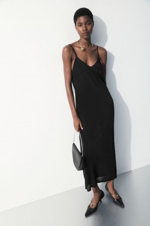 Dámské Šaty COS The Sheer Pletené Slip Černé | KLEV-78941