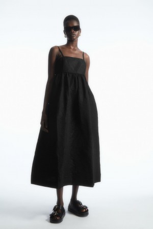 Dámské Šaty COS Voluminous Textured Midi Černé | FVBG-85702
