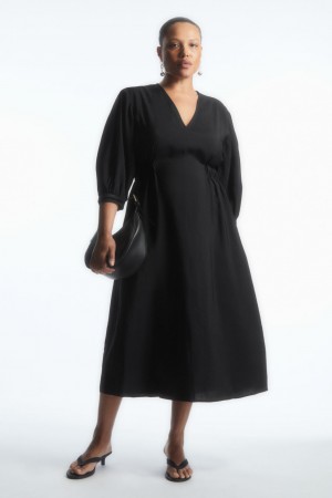 Dámské Šaty COS Voluminous V-Neck Černé | BALN-35679