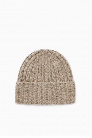 Dámské Čepice COS Tlustý Pure Cashmere Béžový | WCVM-80347