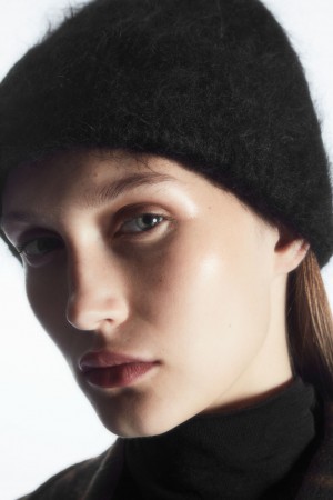 Dámské Čepice COS Žebrovaný Mohair Černé | XUGP-26945