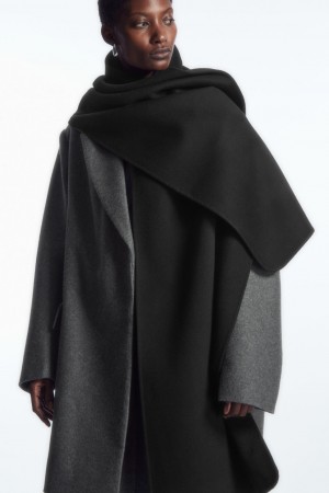 Dámské Šátek COS Oversized Double-Faced Vlna Černé | QCUV-64308