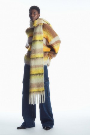 Dámské Šátek COS Oversized Mohair-Blend Hnědé Žluté | SFHI-09476