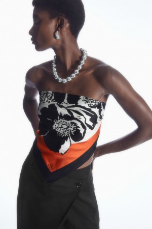Dámské Šátek COS Printed Pure Silk Neck Oranžové | JAGS-16098