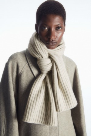 Dámské Šátek COS Tlustý Žebrovaný Pure Cashmere Bílé | WOQV-24089