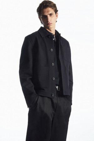 Pánské Bundy COS Bavlněné-Twill Utility Tmavě Blankyt | AEVI-16485