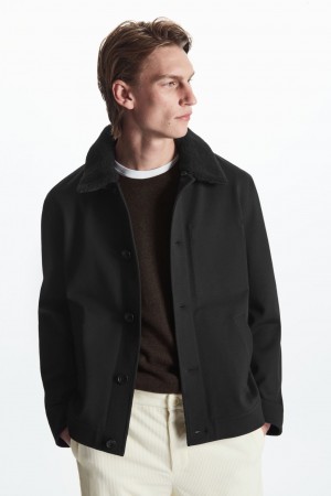 Pánské Bundy COS Detachable-Collar Twill Černé | EIKN-54928