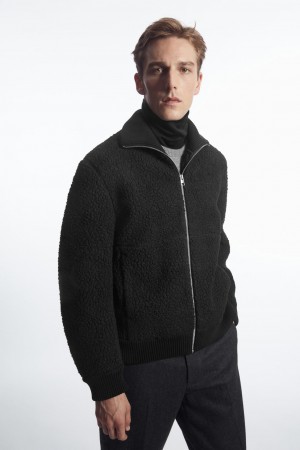 Pánské Bundy COS Funnel-Neck Teddy Černé | IBNF-58274