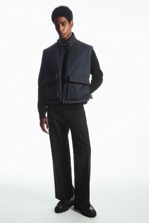 Pánské Kabáty COS Reversible Polstrovaný Utility Gilet Šedé Tmavě Blankyt | IBVS-63418