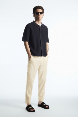 Pánské Kalhoty COS Elasticated Tapered Twill Béžový | KDPB-15278