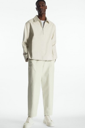 Pánské Kalhoty COS Elasticated Twill Bílé | YZLU-39167