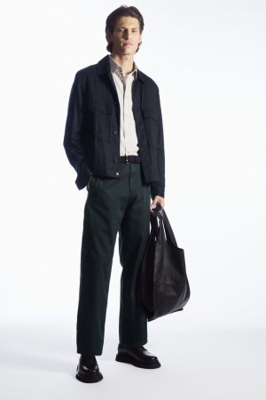 Pánské Kalhoty COS Rovný-Leg Relaxed Utility Tmavě Šedé | ZSAN-61904