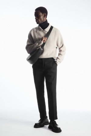 Pánské Kalhoty COS Slim-Leg Tailored Bavlněné Černé | LUMK-26917