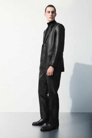 Pánské Kalhoty COS The Tailored Læder Černé | YETC-09342