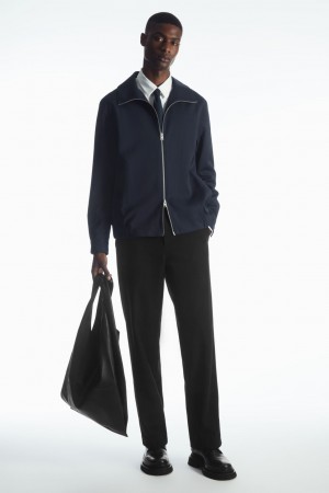 Pánské Kalhoty COS Vlna-Blend Relaxed Tailored Černé | WQND-52763