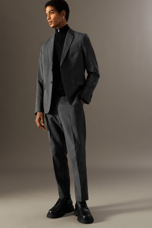 Pánské Kalhoty COS Vlna-Jacquard Slim Šedé | EBGJ-42683